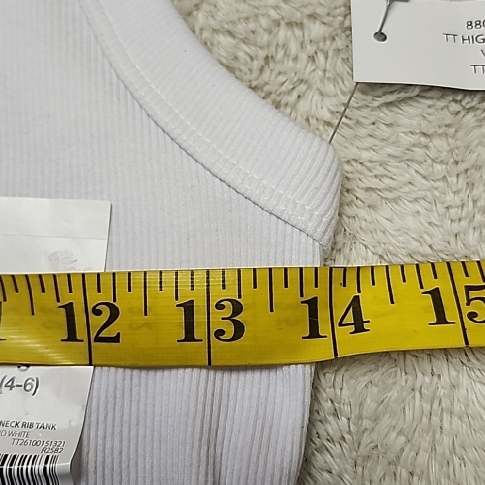 Time And Tru Women's Sleeveless High Neck Ribbed Tank Top Size Small White - Picture 11 of 13